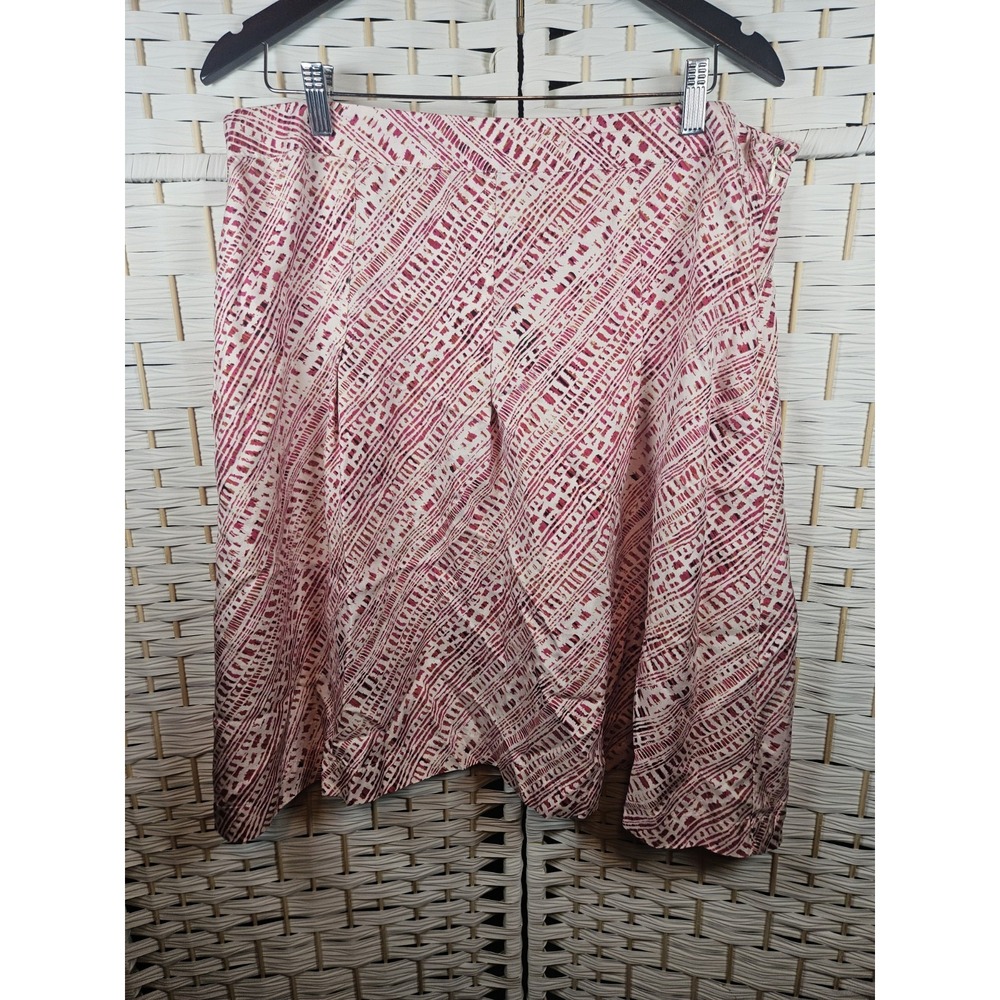Merona  Red and White Knee Length Silk Skirt Sz 16 Boho Artsy Colorful